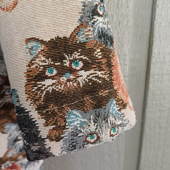 Dressed In Lala Libra Longline Jacquard Coat Size S M Cat In Precious Persians - Picture 6 of 15